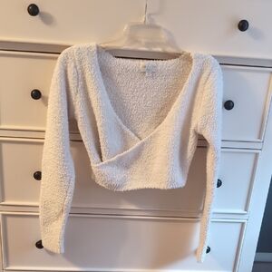 Cozy White Wrap Sweater